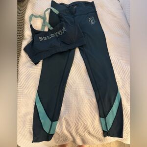 Peloton Dark Teal & Mint Green Activewear Set - Sports Bra & Leggings